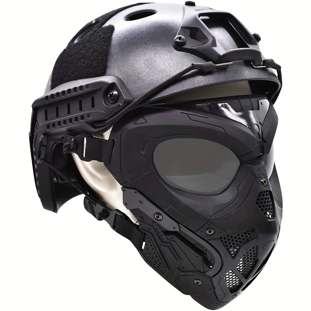 Casque de Protection Tactique Airsoft intégral avec Masque de Lunettes à  lentilles, à appliquer au Jeu de rôle de Paintball de Jeu de Survie CS