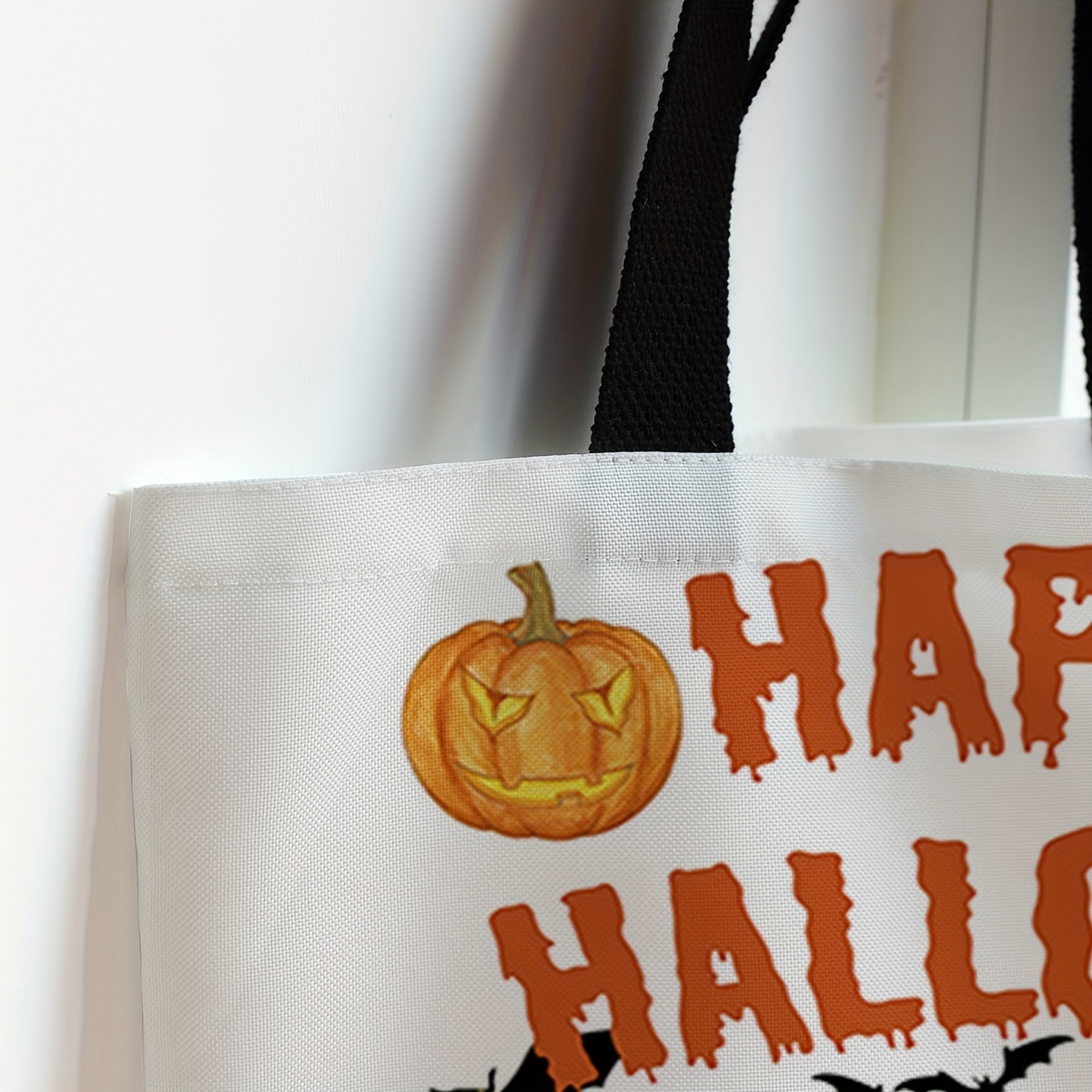 1pc Halloween Pattern Digital Print Canvas Bag, Halloween Trick Or Treat  Bags, Halloween Pumpkin Bag