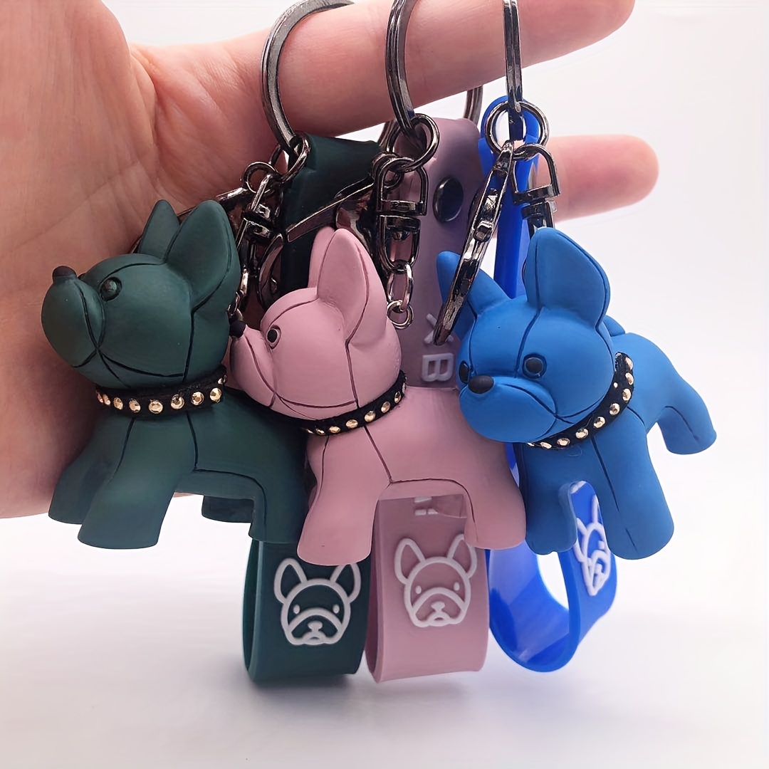 3D French Bulldog Keychain Cute Dog Keyring Pet Fashion Jewelry