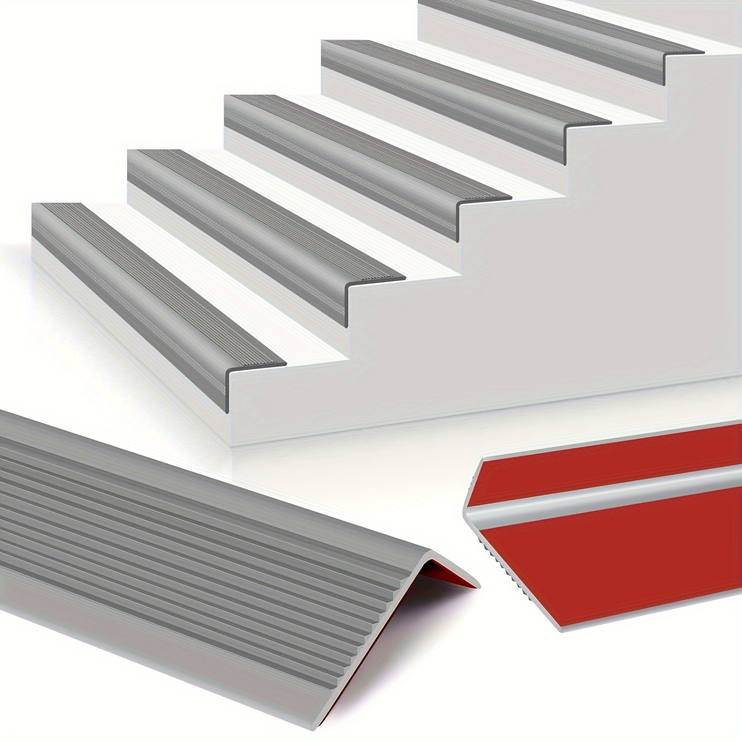 Escalera para pisos de tablones de vinilo, tiras antideslizantes de  aleación de aluminio para bordes de escalones/bandas de bordes para  escalera de