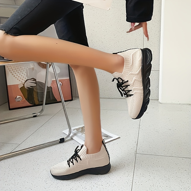 Zapatillas Transpirables Y Antideslizantes Para Mujer, Cómodos Zapatos  Bajos Con Cordones, Zapatos Para Caminar A La Moda Para Mujer - Temu