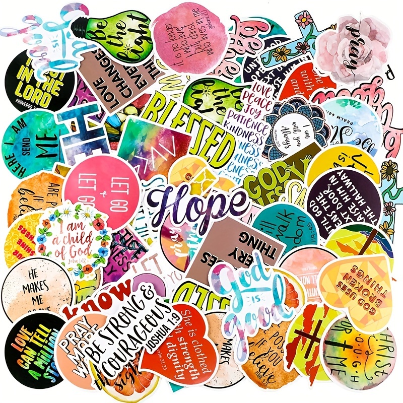 50Pcs Inspirational Phrases Stickers, Christian Stickers Religious Jesus  Motivational Stickers for Water Bottles, Easter Christmas Gifts for Men  Women