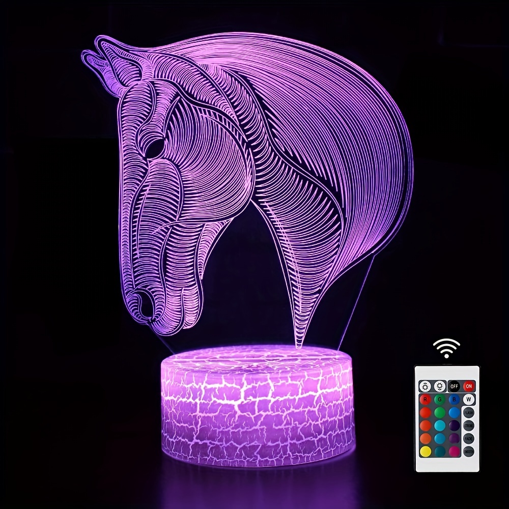 Cadeaux cheval pour fille, lampe illusion 3D veilleuse cheval pour