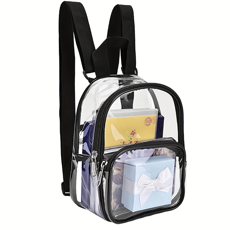 Mochila transparente con correas reforzadas y bolsillo frontal para  accesorios, perfecta para la escuela, seguridad, eventos deportivos