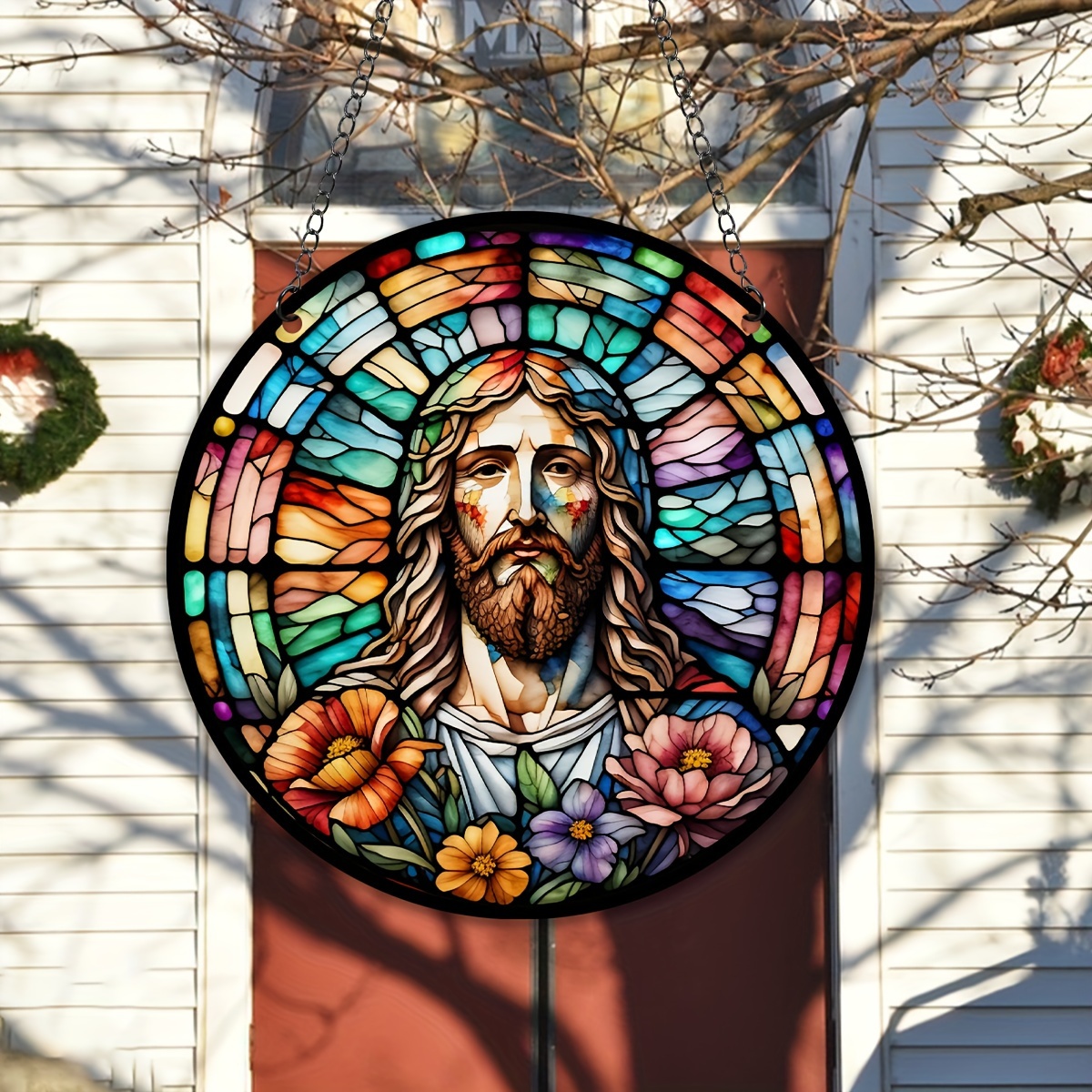 Stained Window Hanging Christian Suncatcher Holy - Temu