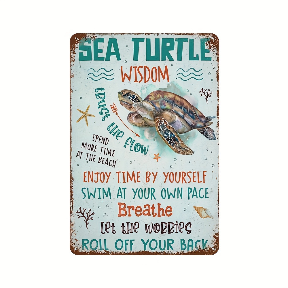 Metal Sea Turtle Ornament Beach Theme Decor Wall Art - Temu