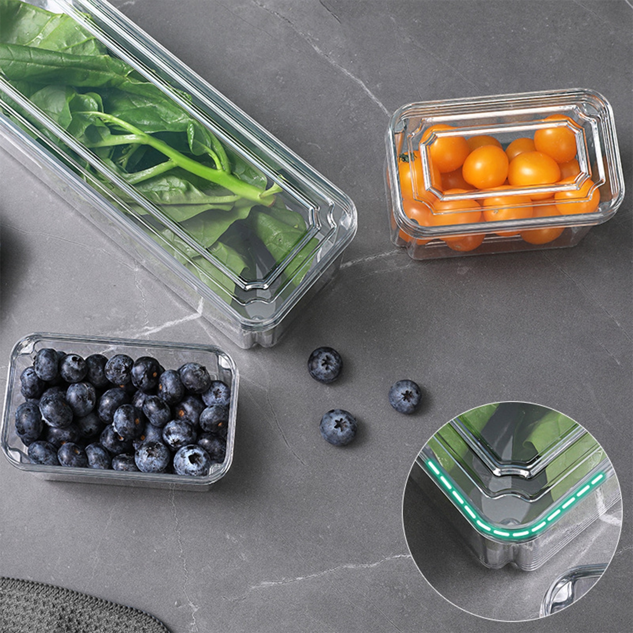 Pet Transparent Stackable BPA Free Snack Box Fruit Vegetable