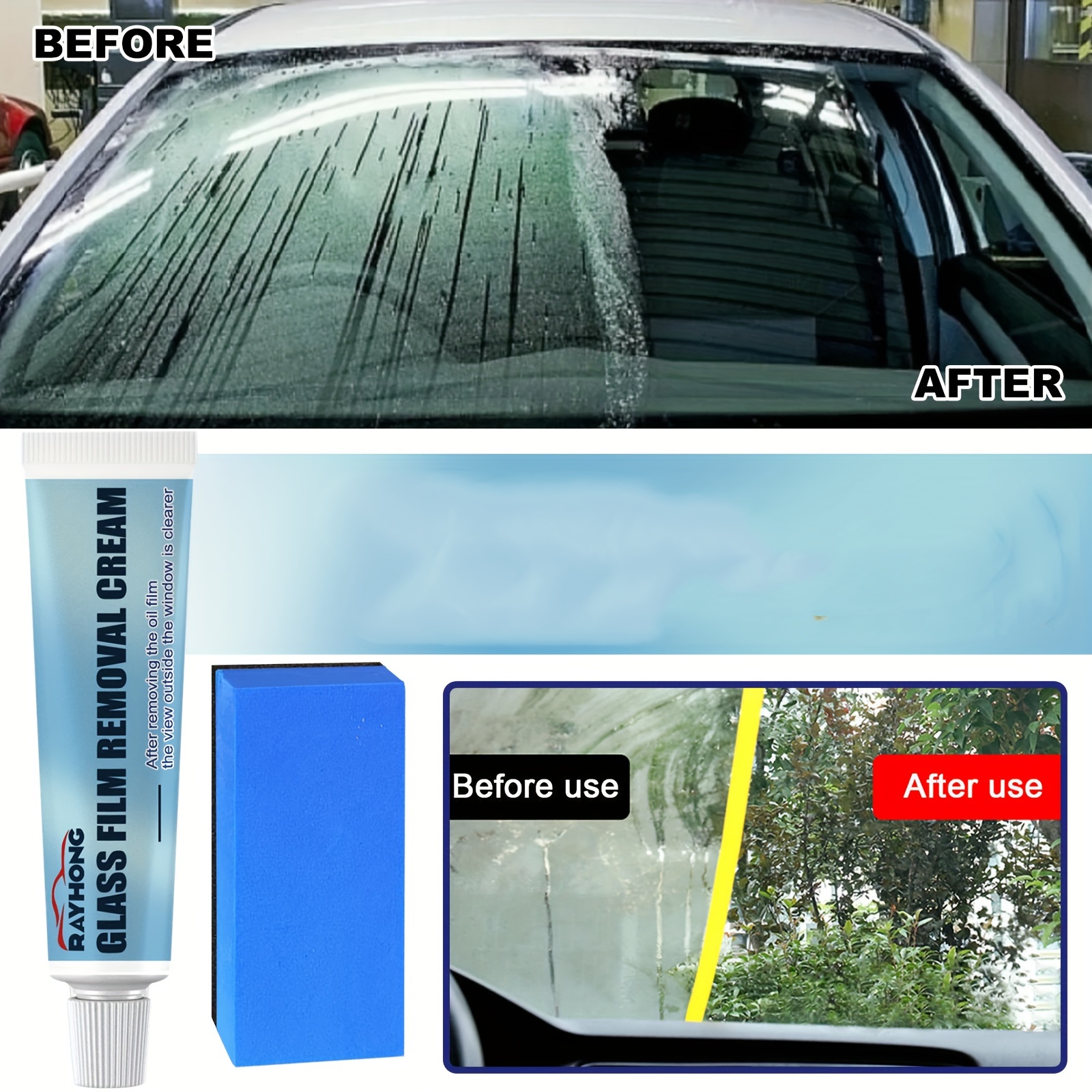 1pc Car Windshield Cleaning Sponge For Oil Film & Scratches