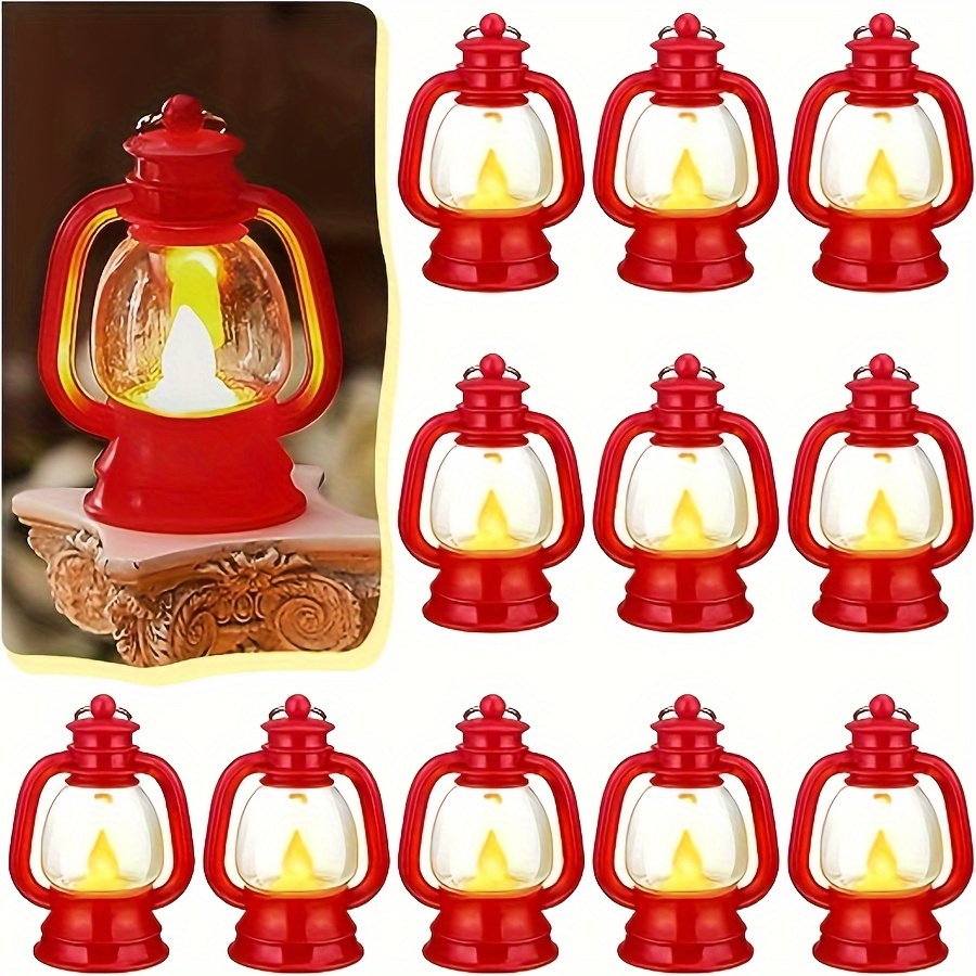 LLQ 12Pcs Mini Lanterns with Small LED Candle, Decorative Candle Lanterns  for Indoor, Tiny Vintage Black Lantern Farmhouse Decor for Halloween