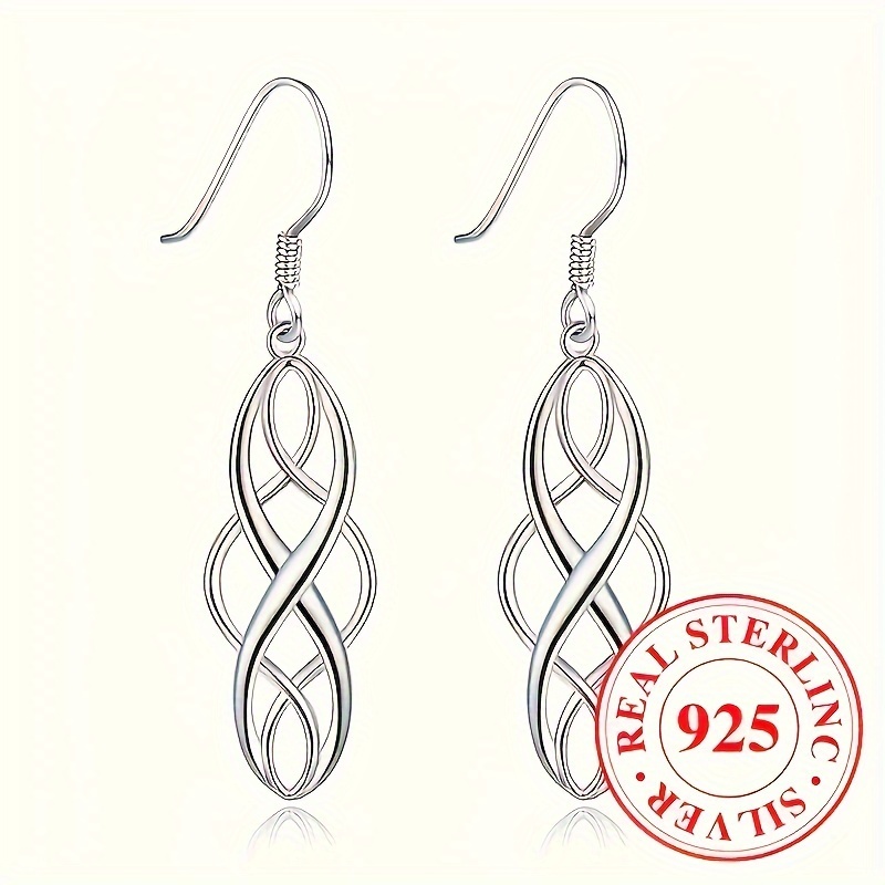 

Sterling 925 Silver Hypoallergenic Ear Jewelry Hollow Celtic Knot Design Dangle Earrings Elegant Simple Style Daily Casual