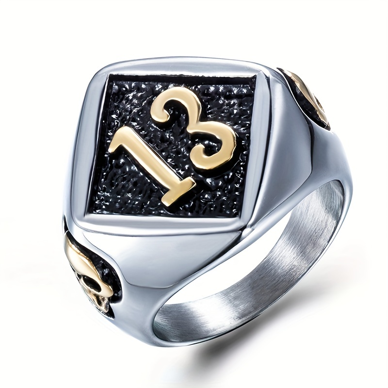Punk Number Skull Pattern Ring Men's Funky Ring