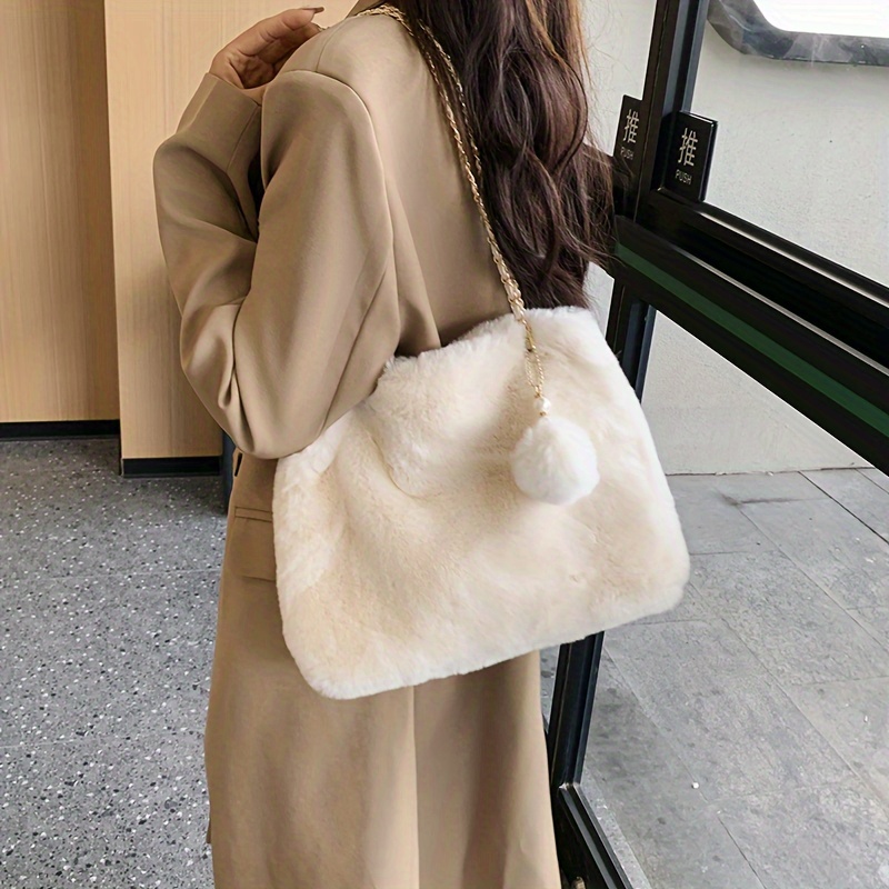 Women's Fluffy Faux Fur Hobo Handbag