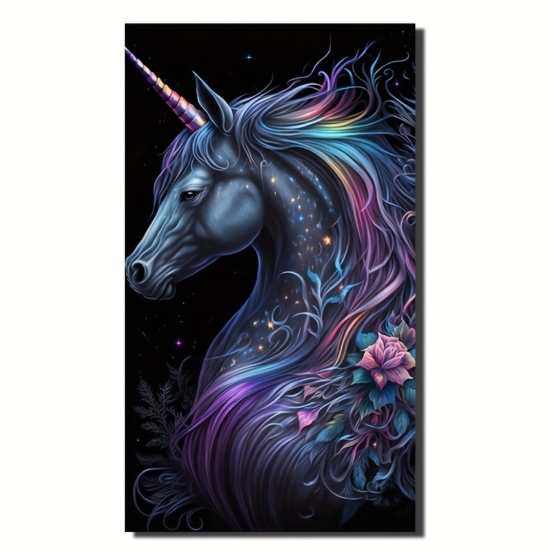 1pc DIY Black Horse Animal Pattern Diamond Painting Set, Mosaic Decorative  Craft Wall Art, Halloween Decor, Diamond Art, 11.81inch X 15.75inch Framele