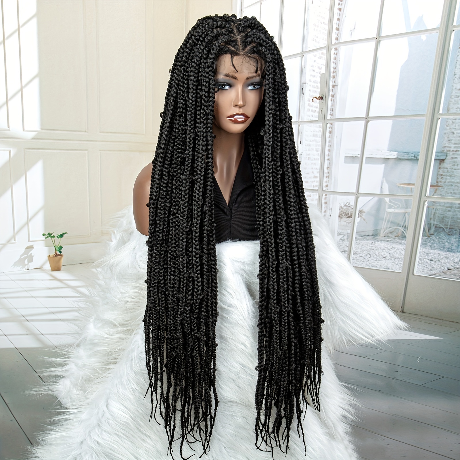 Long Full Lace Front Box Braided Hair Wigs Baby Hair Temu