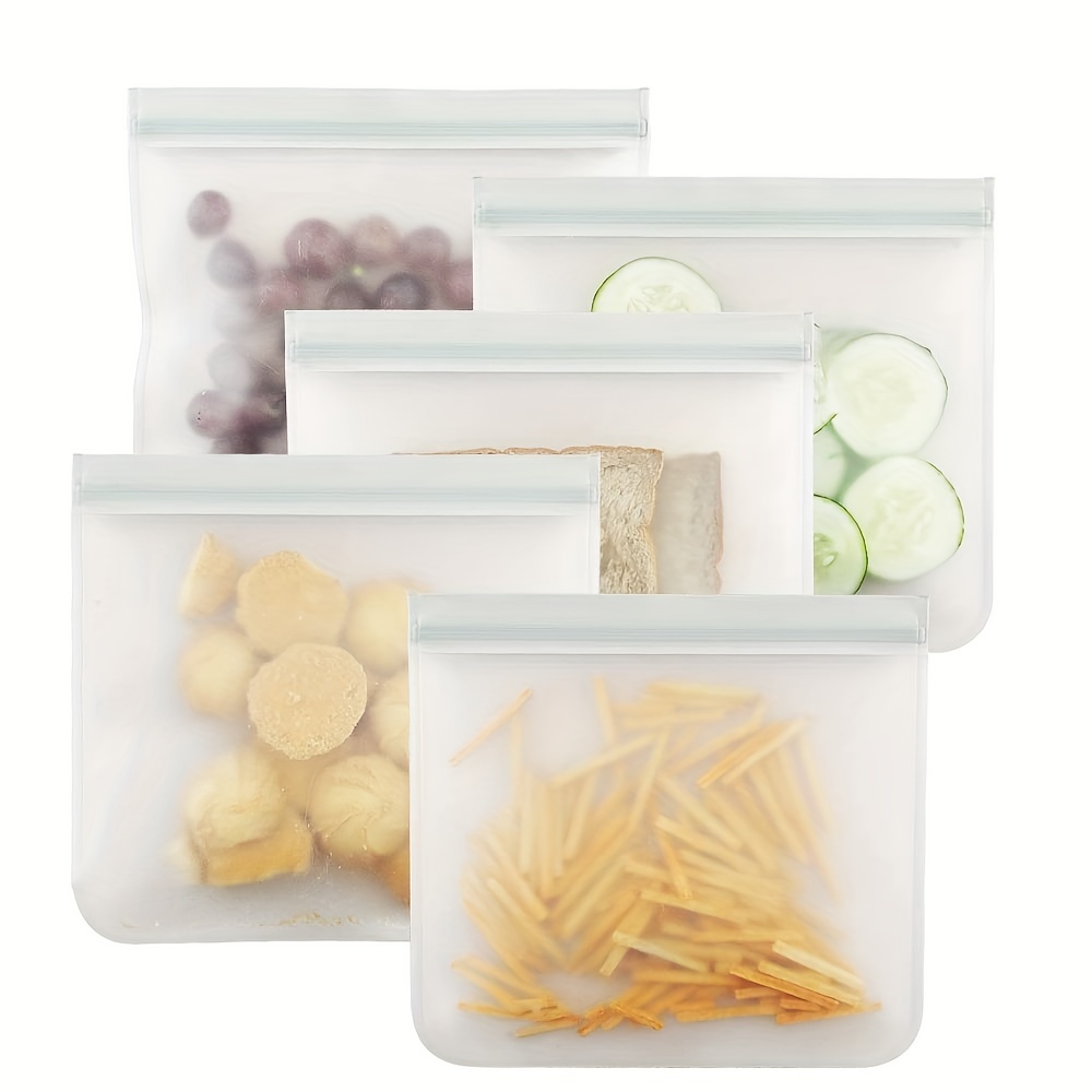 5pcs Reusable Silicone Leak-proof Food Storage Bags