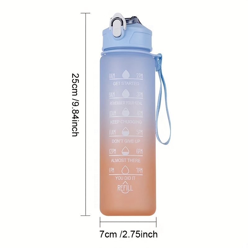  Botella de agua deportiva de 2L con pajilla, botellas de agua  portátiles de gran capacidad, botella de agua para fitness, botella de agua  fría de verano con marcador de tiempo, botella