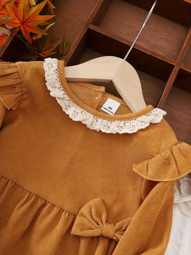 fall dress bow ruffle trim long sleeve casual - Temu Nigeria fall dress bow ruffle trim long sleeve casual - Temu Nigeria