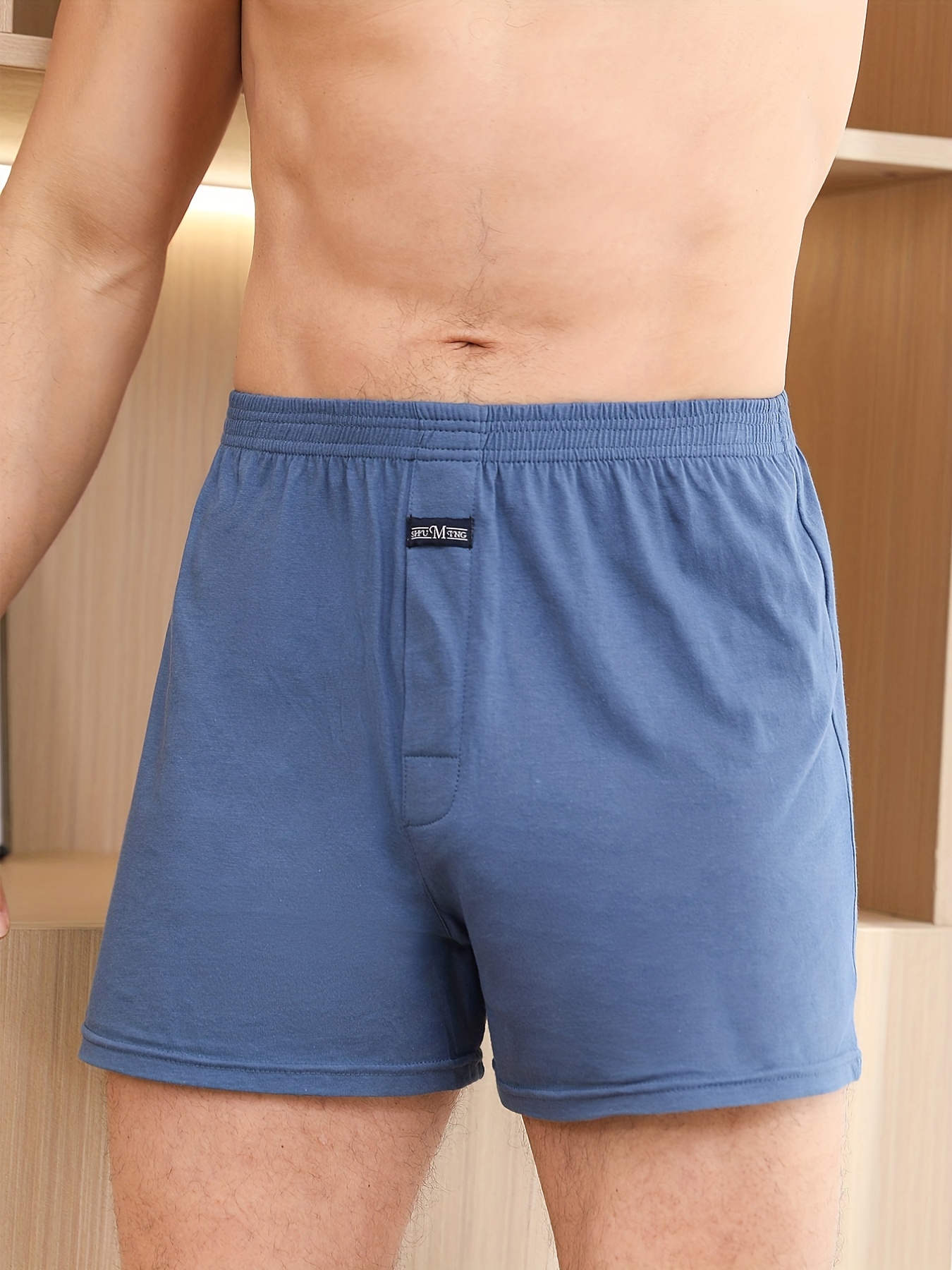 men's large blue plaid comfort flex boxer shorts