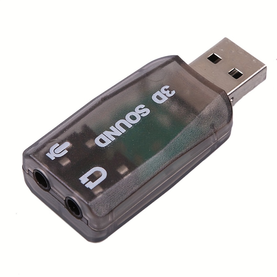 Adaptador USB 2.0 a Jack 3.5mm para PC Laptop Tarjeta de Sonido 3D Externa  7.1