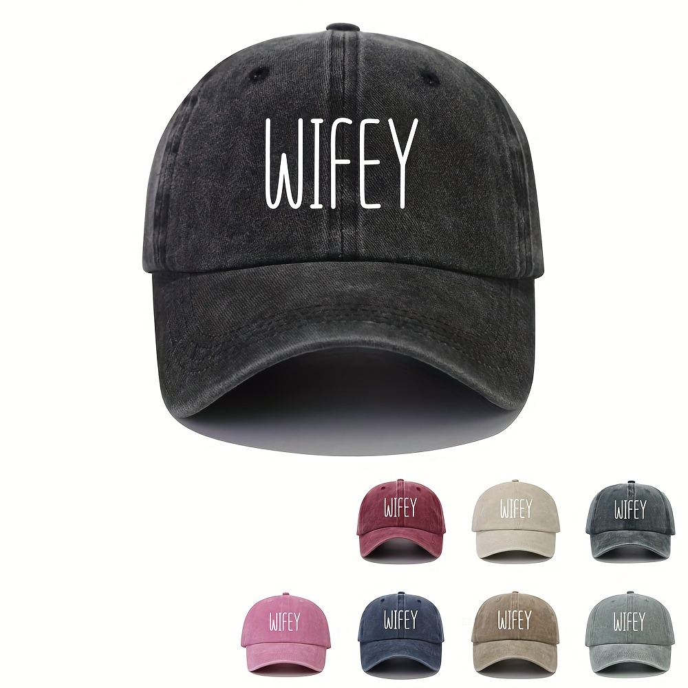 

Cool Hippie Retro Curved Brim Baseball Cap, Romantic Sweet Wifey & Hubby Print Distressed Trucker Hat, For Casual Leisure Outdoor Sports, Perfect Valentine's Day Anniversary Wedding Gift