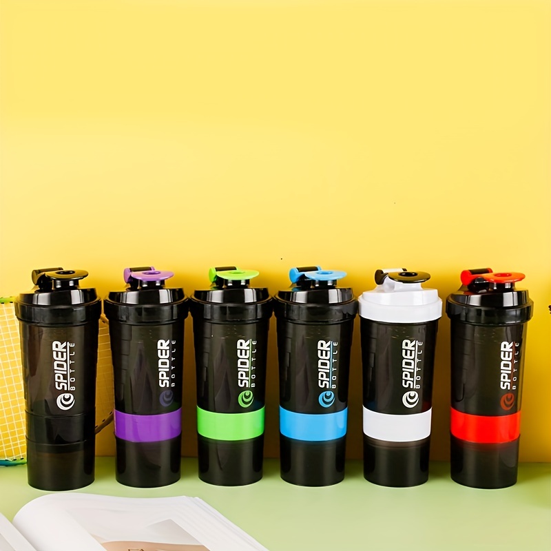 New Protein Shaker Bottle 500ml, Fashionable Three-layer Plastic