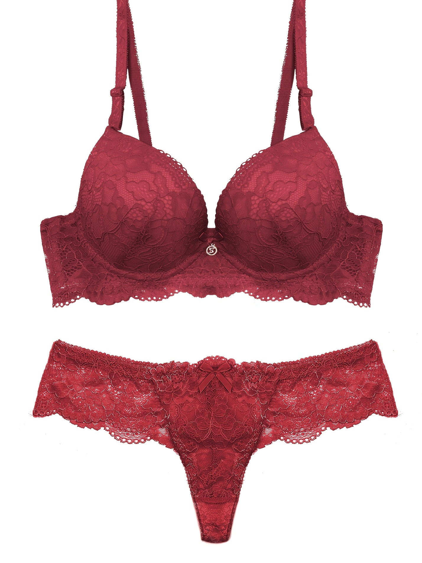 TTV hot Lingerie for Women,See through Push up Mesh Bra and Panty Set,Cute  Bow Trim Two Piece Lace Underwear Set/Red/Medium : : Clothing,  Shoes & Accessories