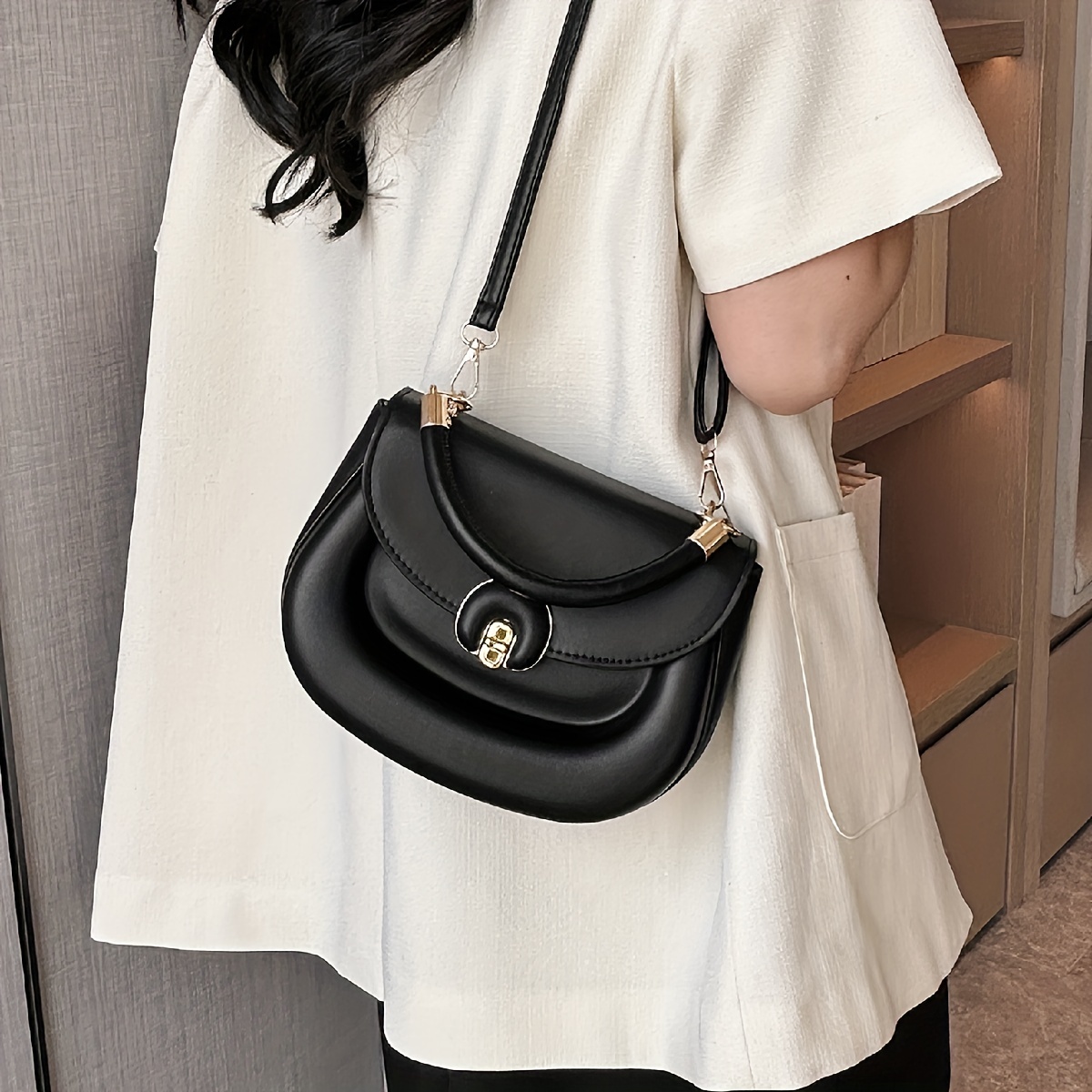 Flap Shoulder Bag Solid Crossbody Top Handle Handbag