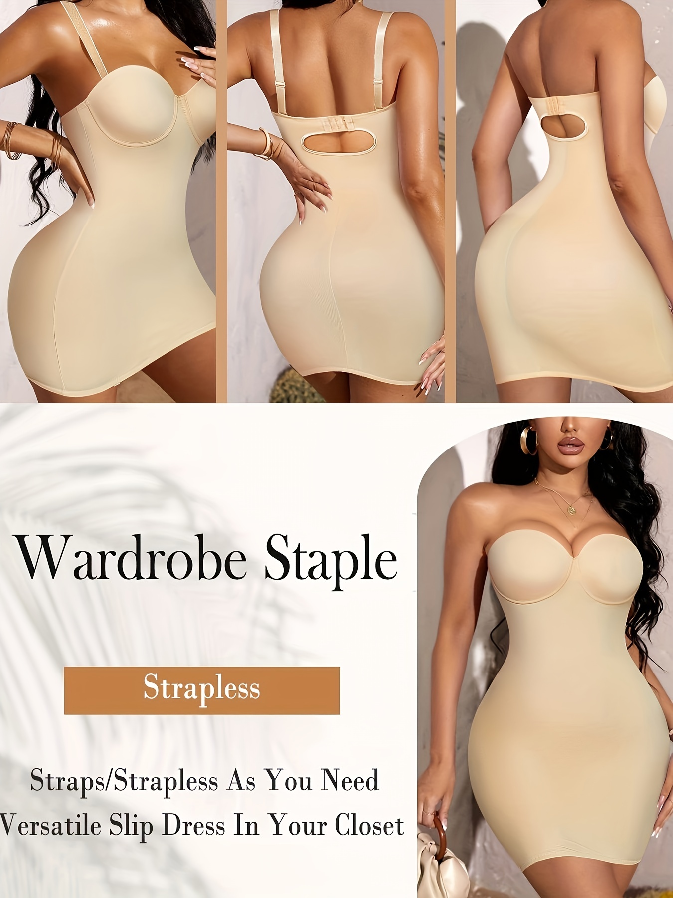 Bodycon Shaper Dress Sling Smooth Tummy Control Dress - Temu Canada