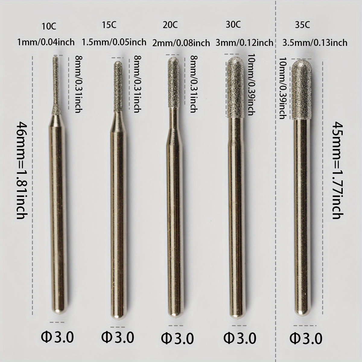 QLIDIA Diamond Mounted Points Diamond Burrs Set Jade Carving Nail Grinding Head