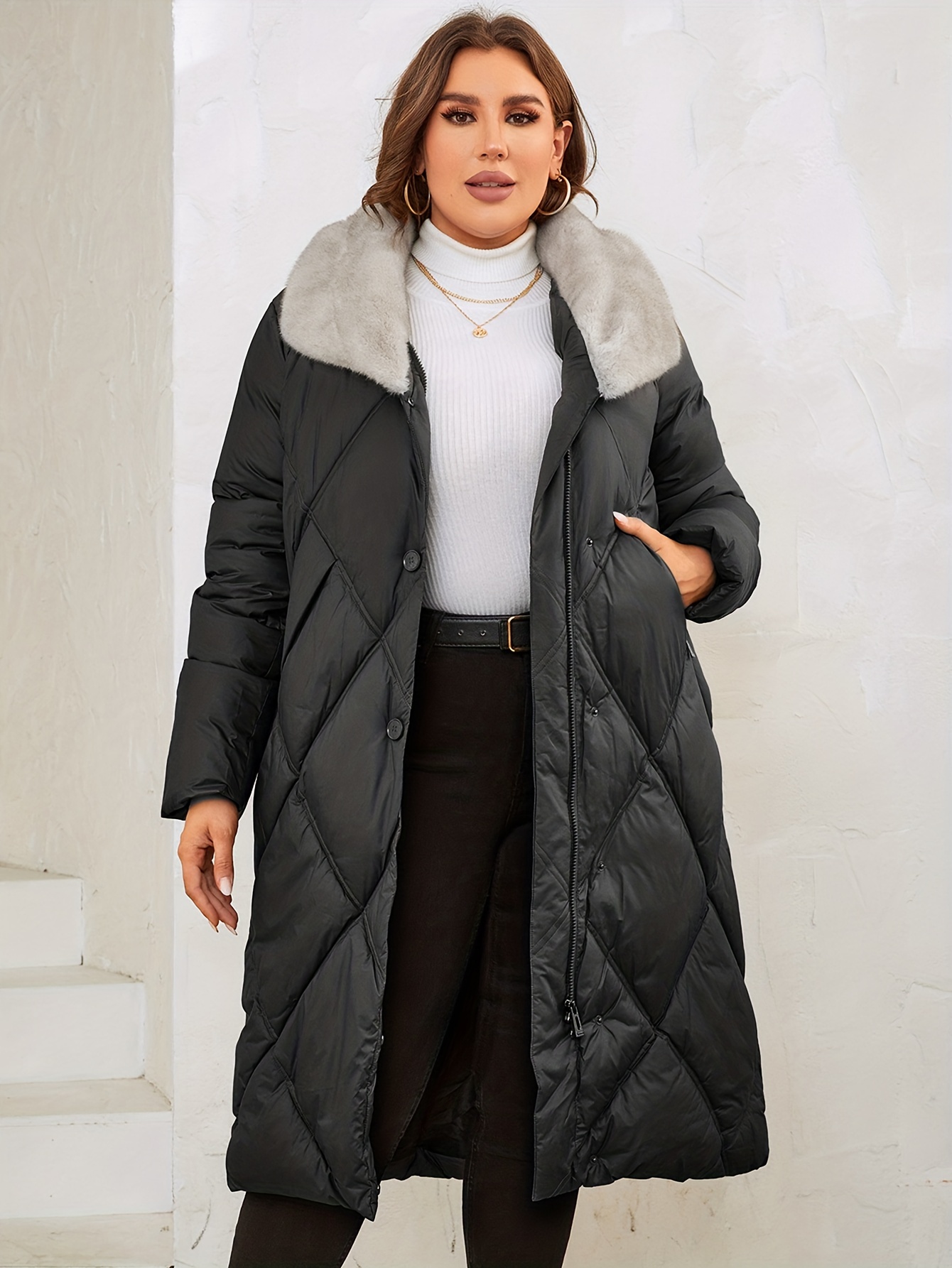 Wool Swing Coat Women, Winter Coat Plus Size, White Coat With Lining, Short  Warm Coat 