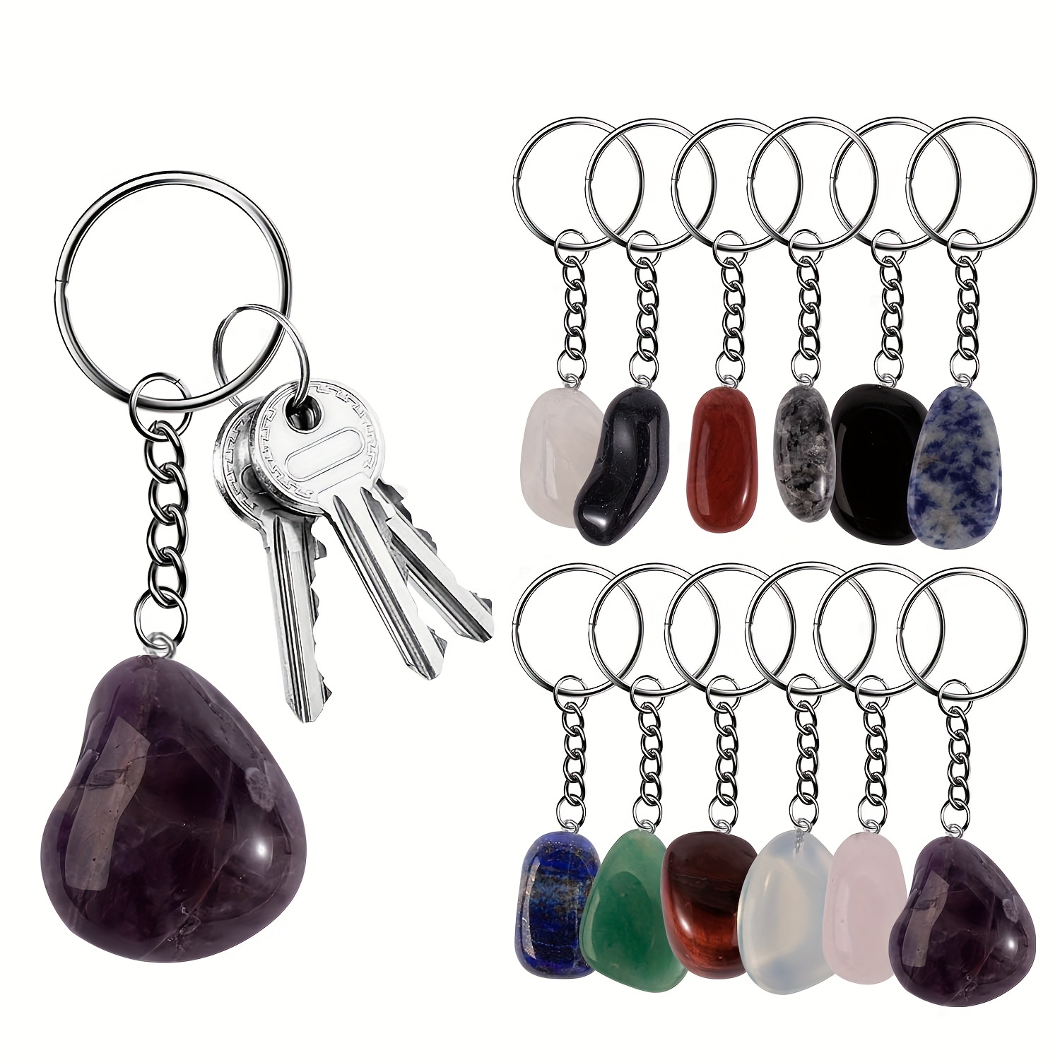 5pcs Green Crystal Bag Clasp Pendants Keychain Chakra Reiki Healing Amulet