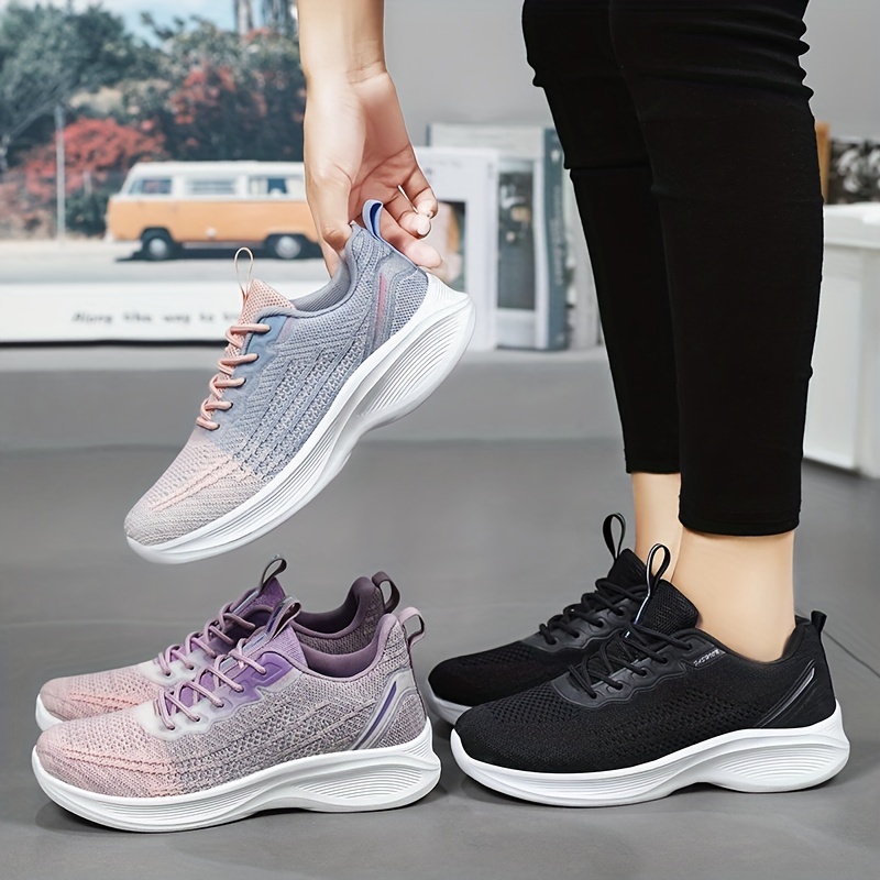 Zapatos ligeros para caminar para mujer, zapatillas deportivas  transpirables para gimnasio, zapatillas para correr con cordones - Temu
