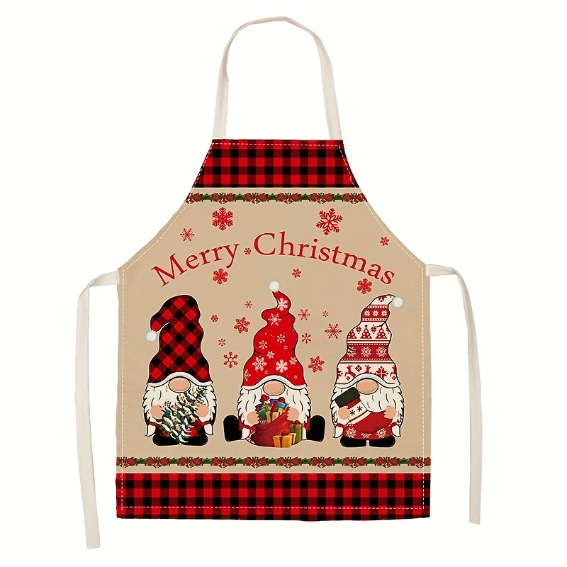 

1pc, Linen Apron, Merry Christmas Apron, New Creative Printing Linen Apron, Unisex Adjustable Cooking Apron, Household Solid Color Apron, Christmas Theme Holiday Decorative Apron, Kitchen Supplies
