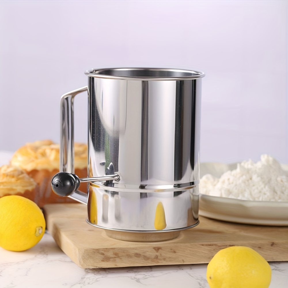 Stainless Steel 3 Cup Flour Sifter Rotary Hand Crank Flour - Temu