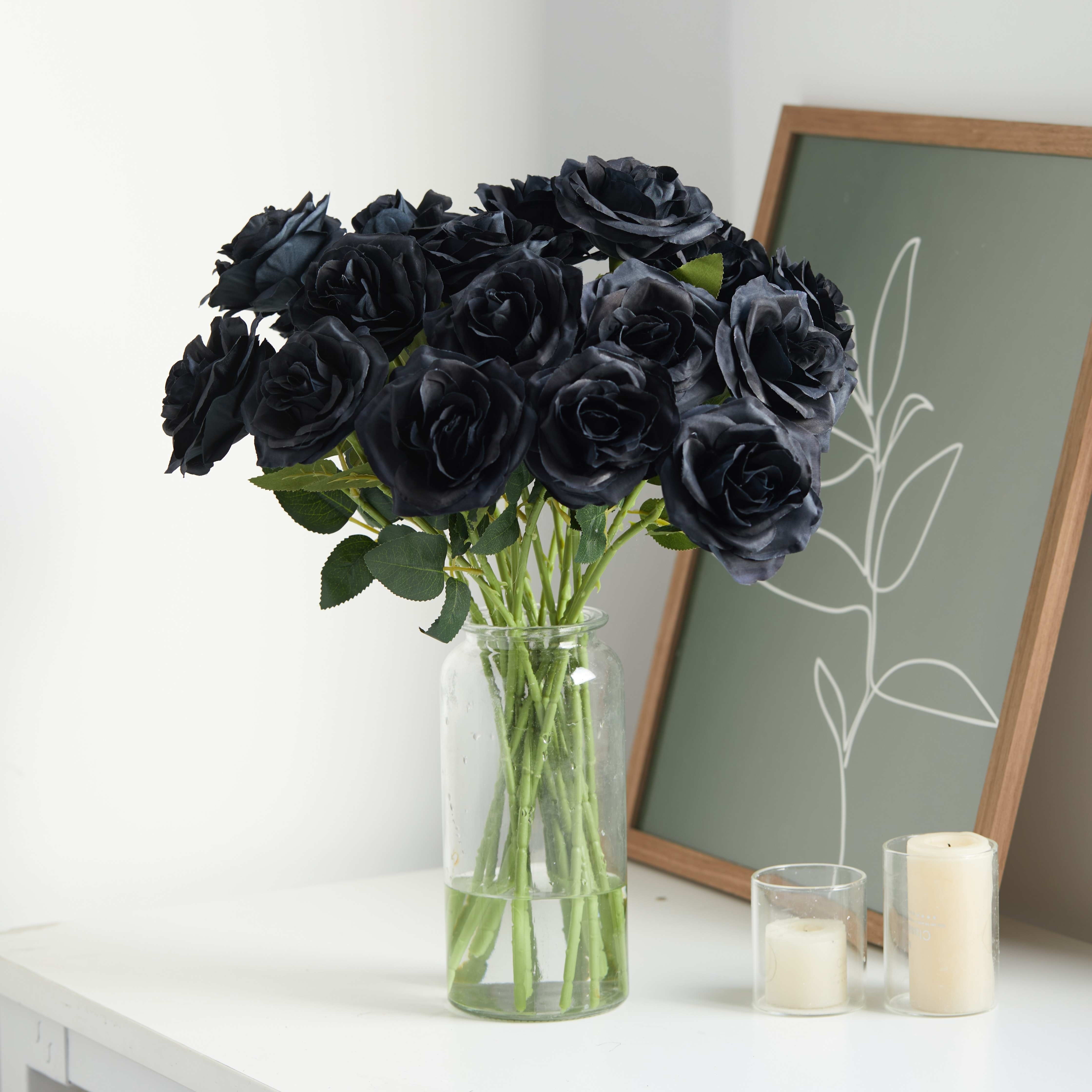 1pc, Artificial Black Rose Flower for Halloween, Mother's Day, and Party  Decor - 45cm/17.72inch