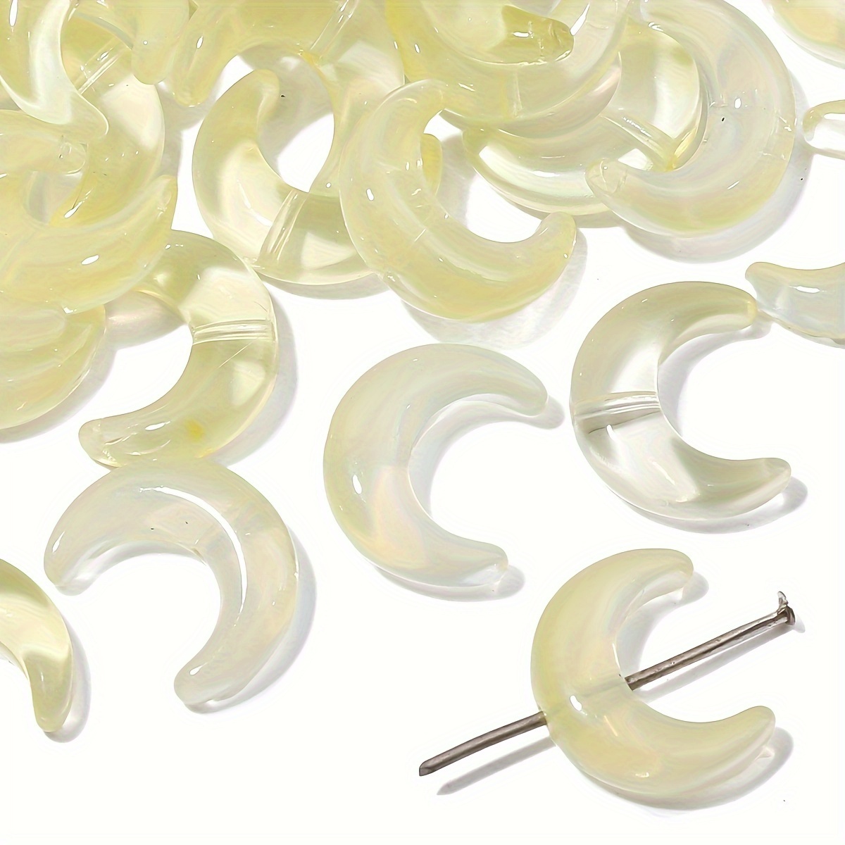 Glass Clear Moon Crescent Shape Frame Spacer Beads For - Temu