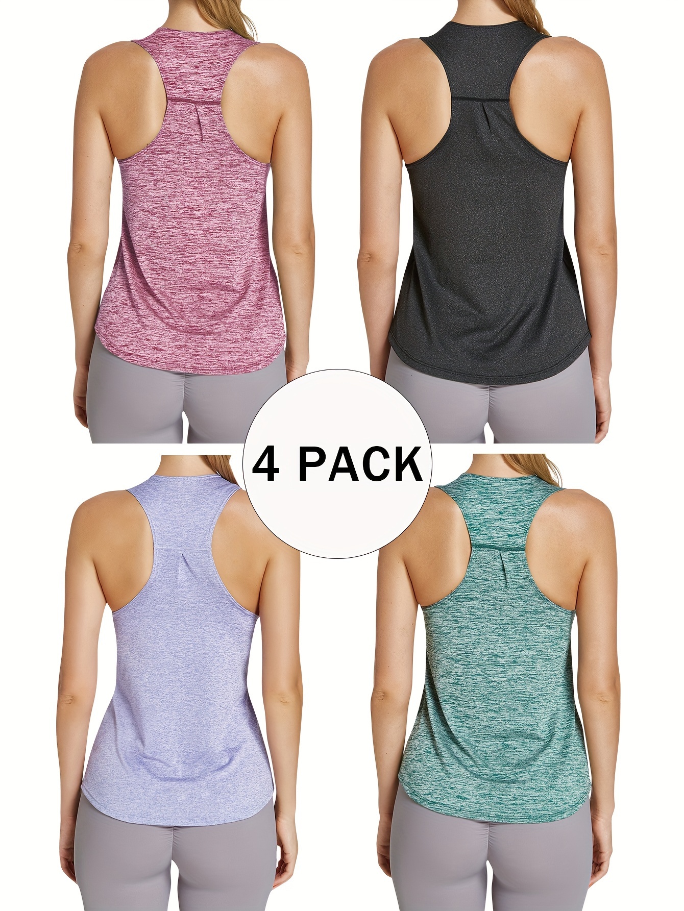 Solid Color Sleeveless Workout Tank Tops Round Neck Athletic - Temu