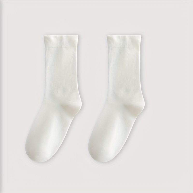 Breathable Mid Tube Socks Women's Stockings 5 Pairs Solid Socks