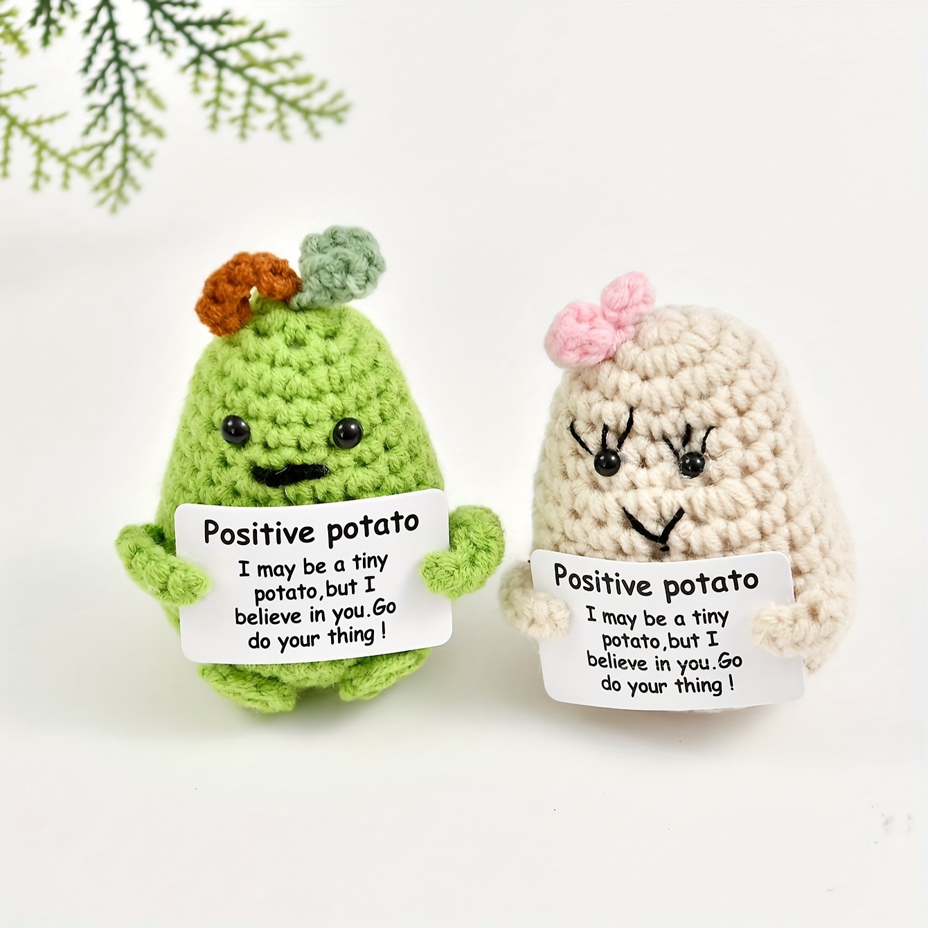 Airevesket Mini Funny Positive Potato, Cute Wool Funny Knitted