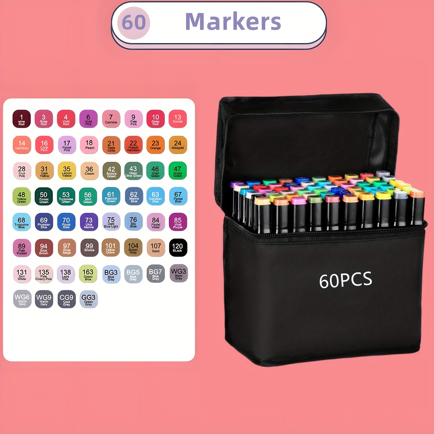 12/24/36/48/60/80/168 Colors Alcohol Markers Set Dual Tip