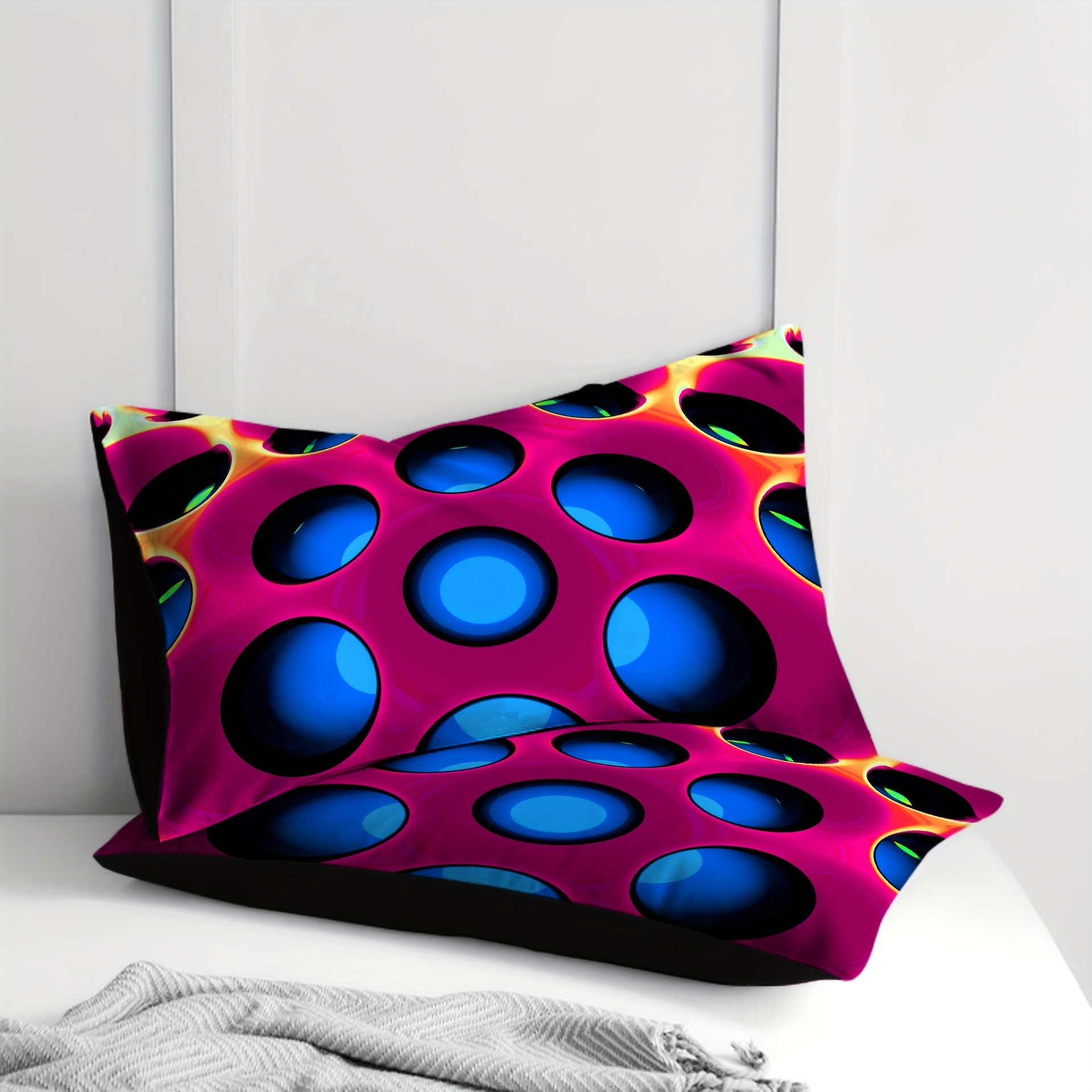 2pcs 3d circular brushed printed pillowcases polyester   machine washable   decorative cushion covers for bedroom sofa 90g fabric weight woven sanded   no insert details 2