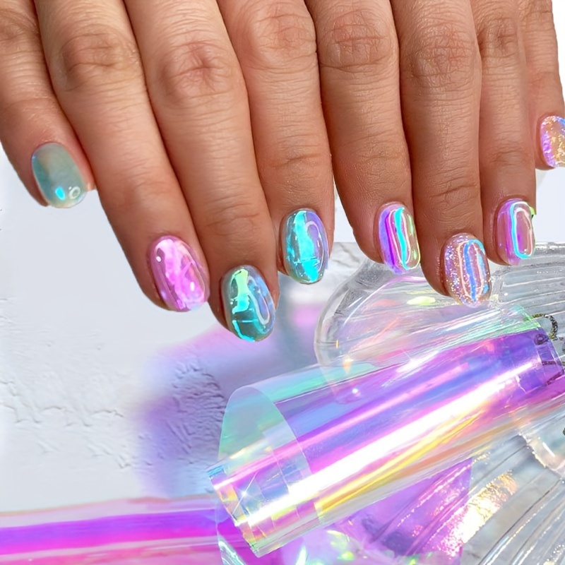 Aurora Nail Foils Shattered Glass Nail Art Marble Holographic Cellophane  Paper Nail Sticker Summer Manicure Clear Design GL1900
