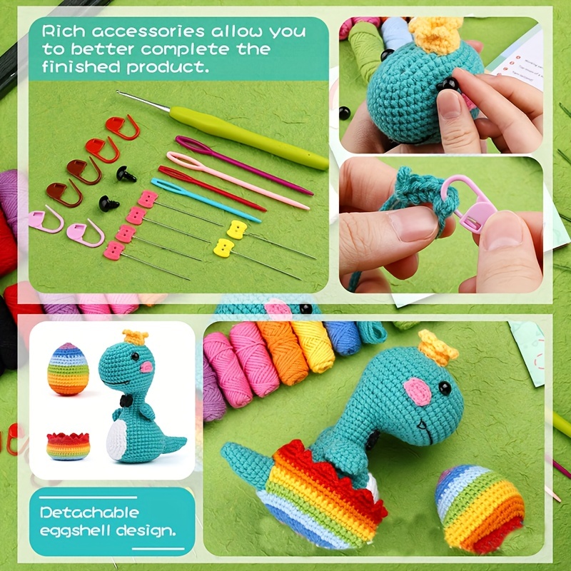 Cute Hand Woven Dinosaur Doll DIY Crochet Hook Material Bag Unfinished  Knitting Crafts Kit Crochet Kit For Beginners Animals - AliExpress
