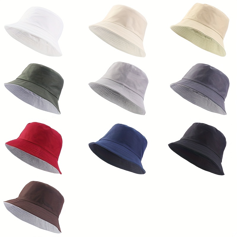 Navy Blue Fashionable Camo Print Hat, Beanie, Men's Plain Foldable Bucket Fisherman Men Fashion Color Summer Hiking Outdoor Caps Hat for Women