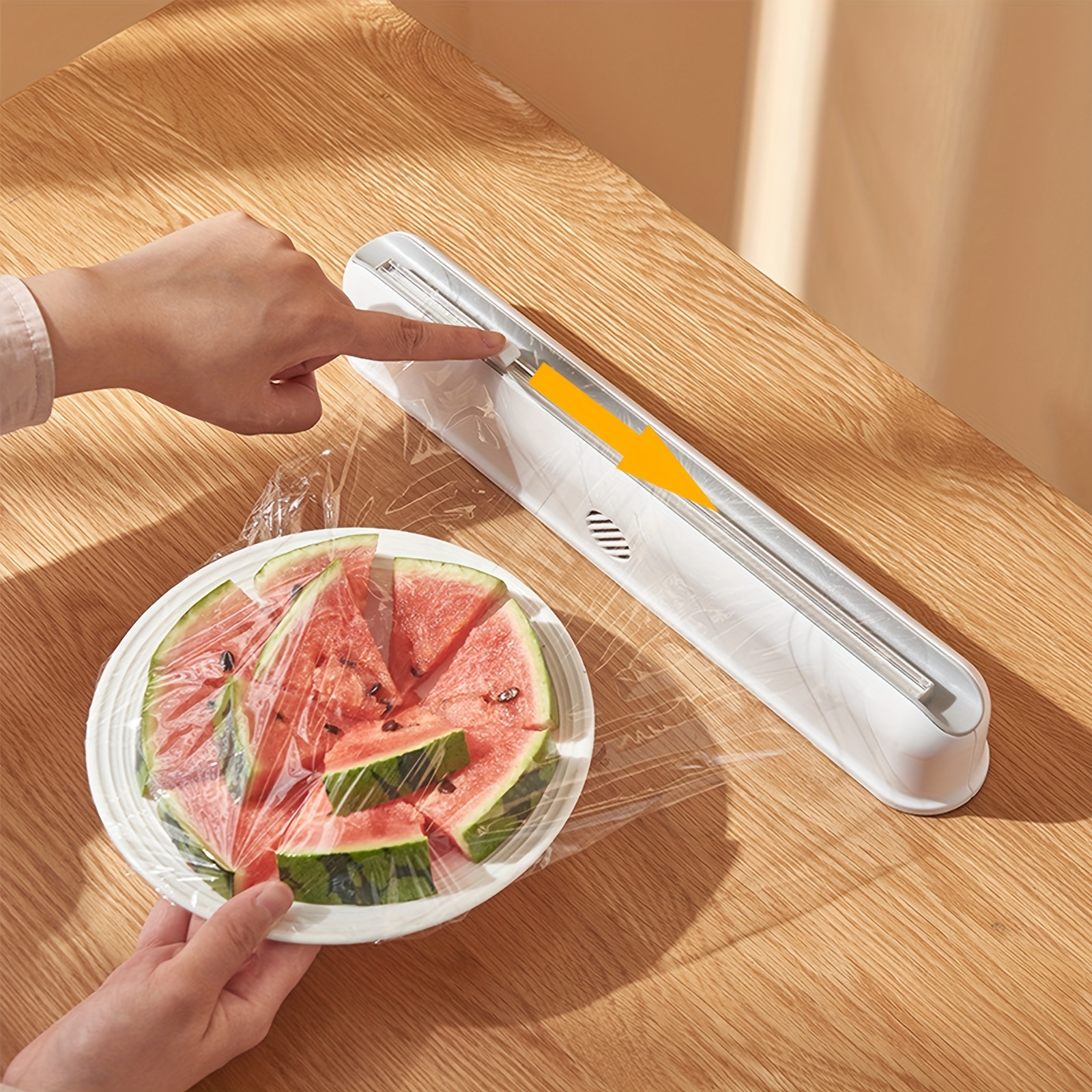 Magnetic Plastic Wrap Dispenser With Slide Cutter Suction - Temu