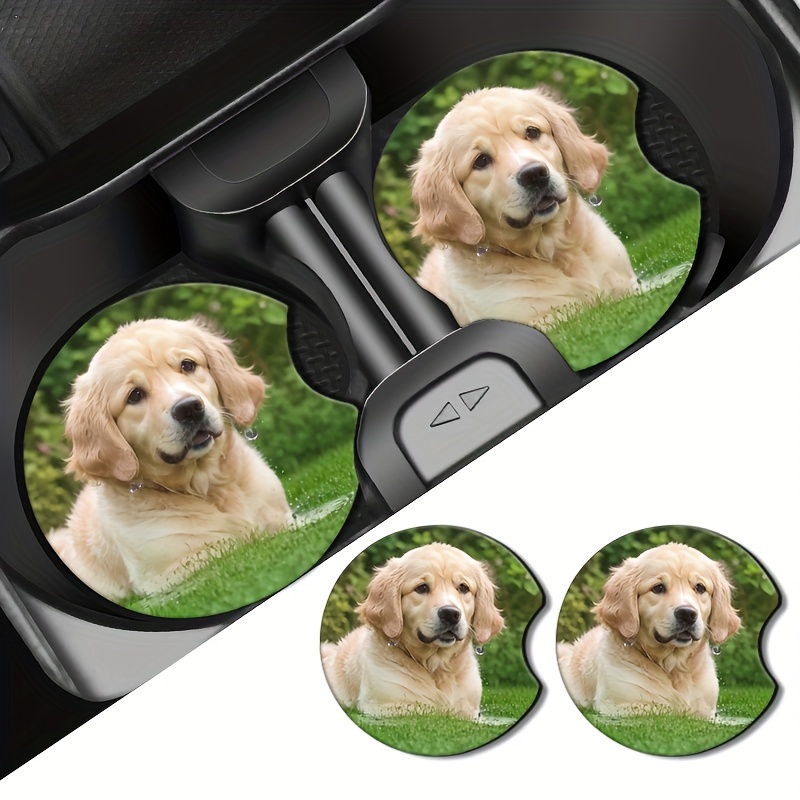 Colorful Golden Retriever Pattern Absorbent Car Cup Holder - Temu