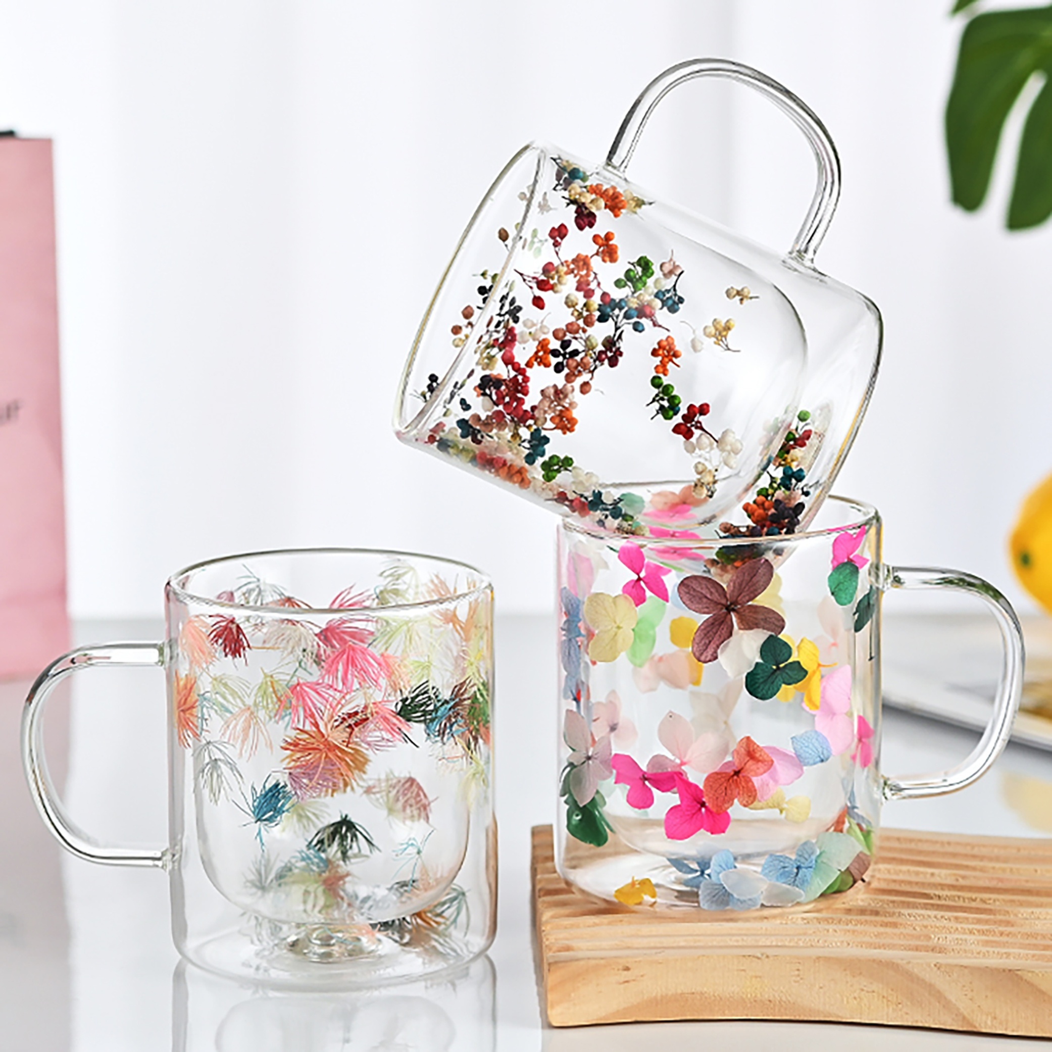 Flowers Inside Glass Coffee Mug, Double-walled Espresso Coffee Cups, Heat  Insulated Quicksand Water Cups, Summer Winter Drinkware, Birthday Gifts -  Temu