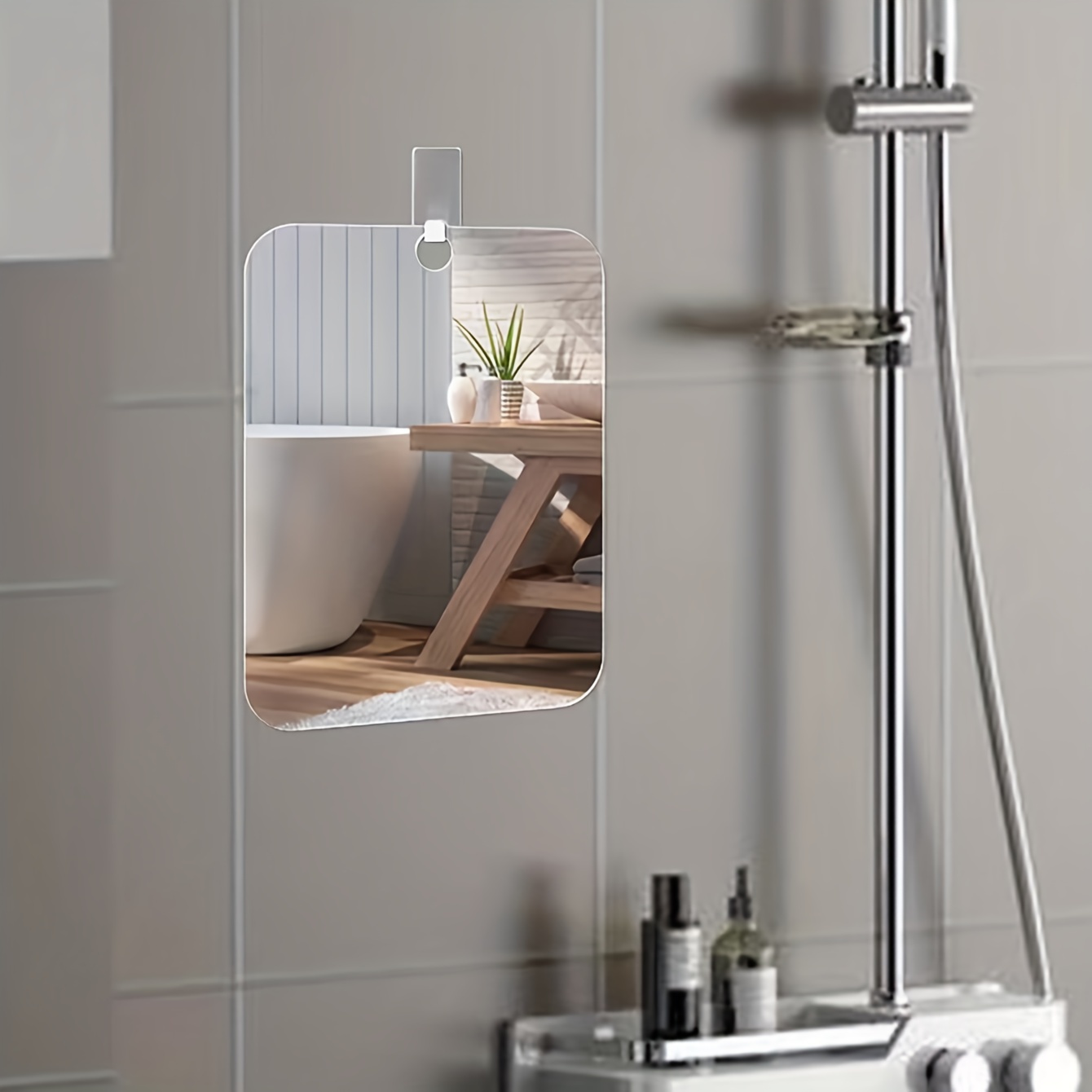 Probeautify Espejo de ducha sin niebla para afeitar fuerte succión soporte  de afeitar y espejo de afeitar de ducha con rotación de 360 grados espejo –  Yaxa Colombia
