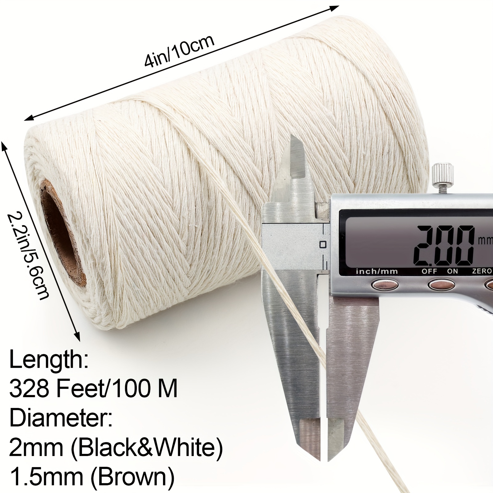 White Cotton Butchers Twine String 328 Ft 2MM Cord for Crafts DIY
