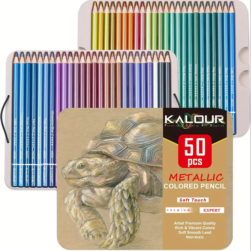 Kalour Metallic Colored Pencils Soft Core With Vibrant Color - Temu